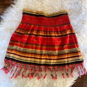 Vintage 90s Striped Fringe Miniskirt